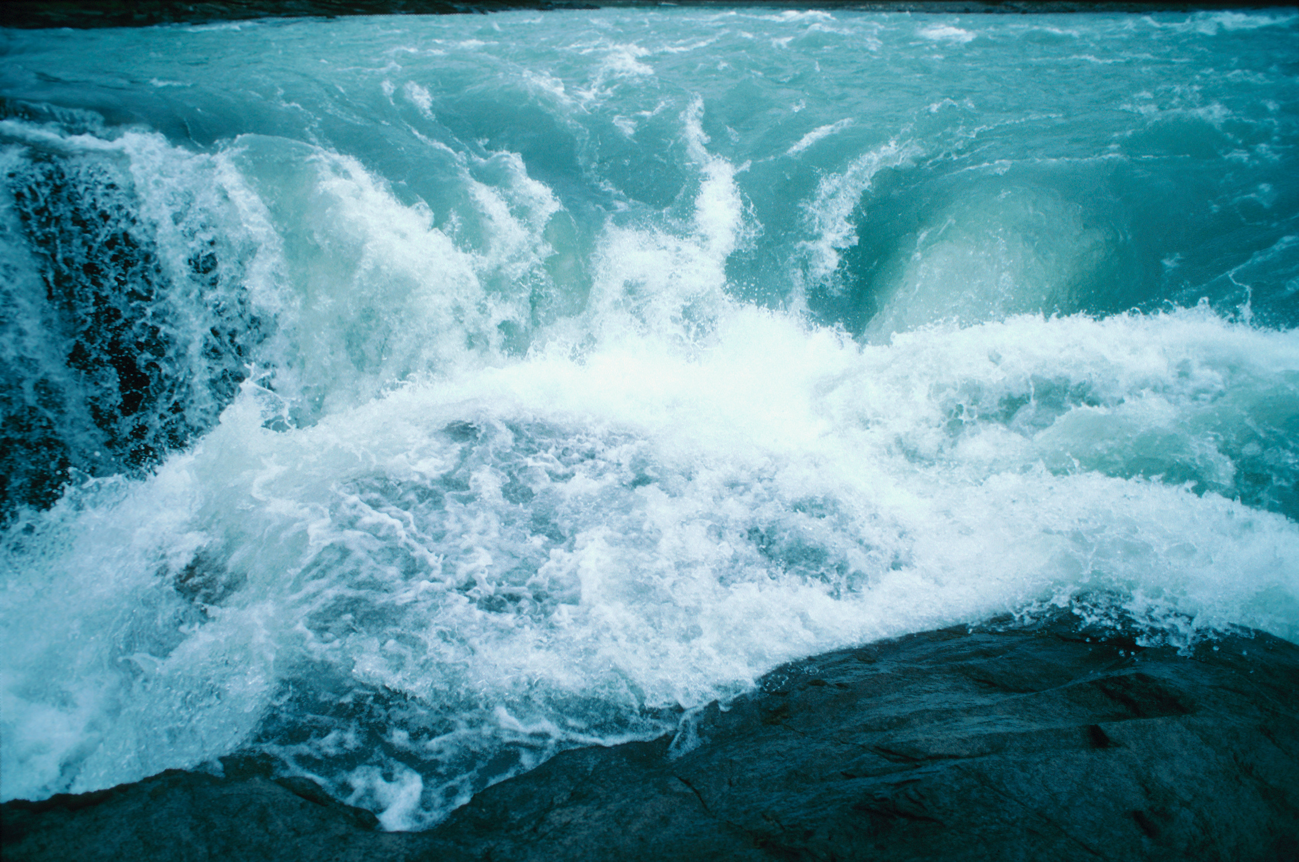 Turbulent river rapids